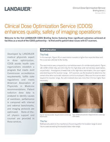 CDOS briefing series one showing enhanced quality and safety of imaging operations with cdos