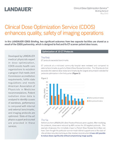 clinical dose optimization service briefing series two showing ct protocol benchmarks enhancing imaging quality and safety