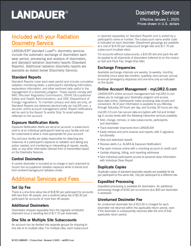 Preview of Dosimetry Services document
