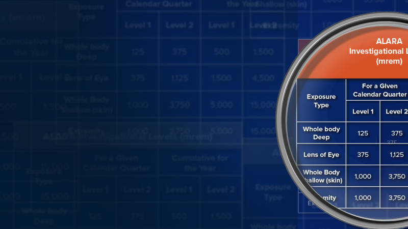 Manager reviewing employee data to confirm radiation dose levels