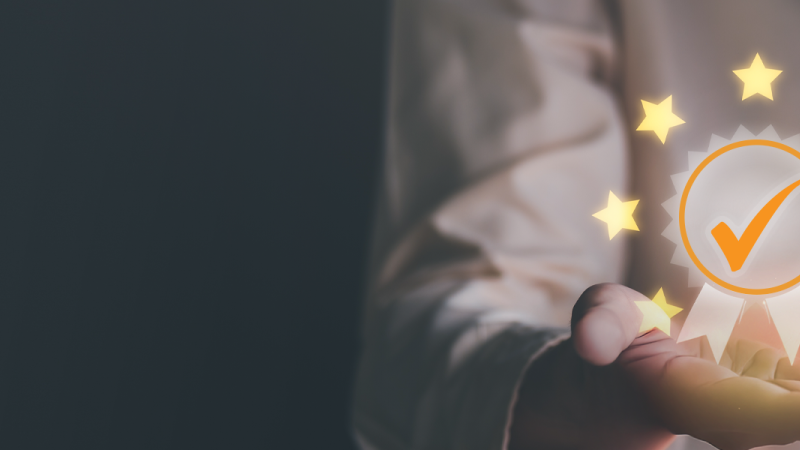 Business person showing accreditation