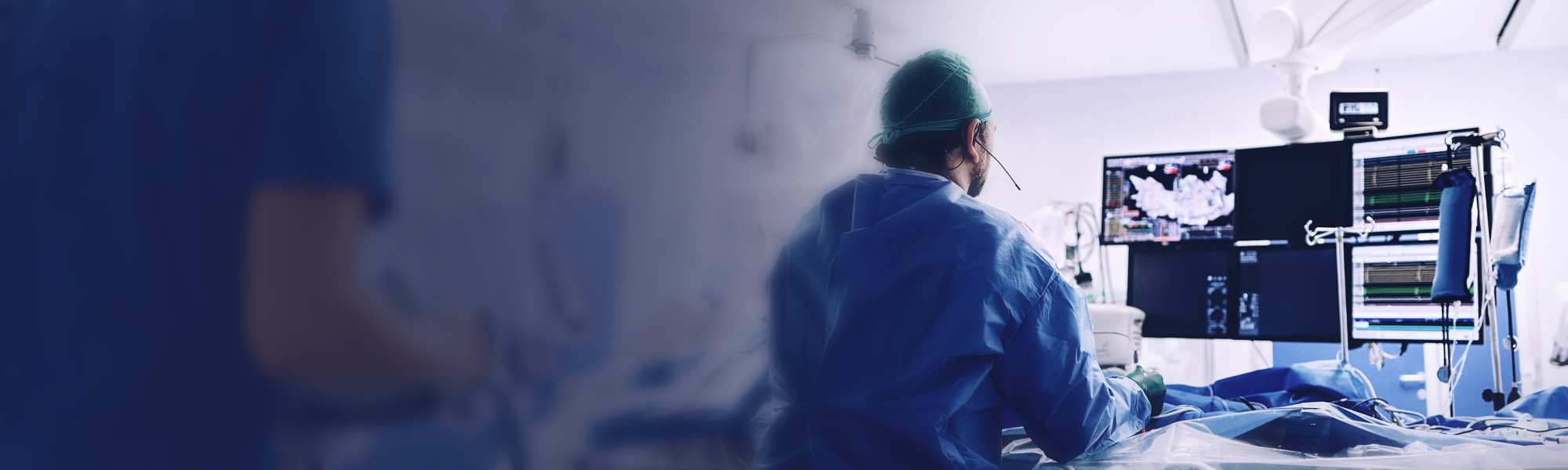 Interventional radiology setting where cardiologist is using an imaging system