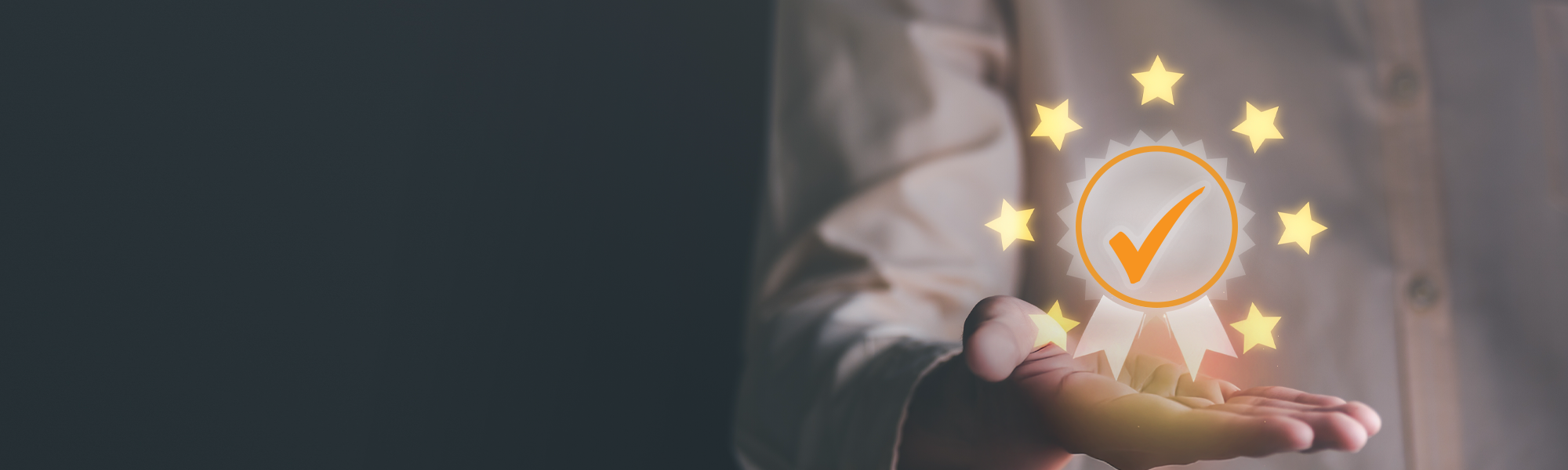 Business person showing accreditation