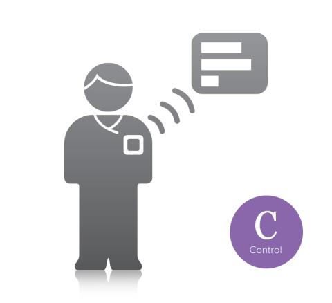 graphic of participant controlling dose with raysafe i3 active dosimeter providing real time radiation exposure information