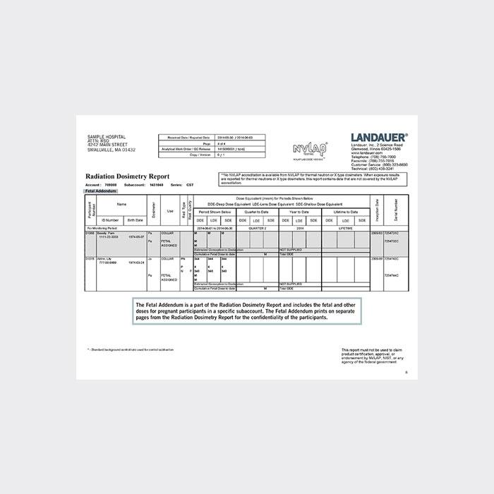 radiation dosimetry badge report fetal addendum for dosimeter badges includes fetal and other dose for pregnant workers