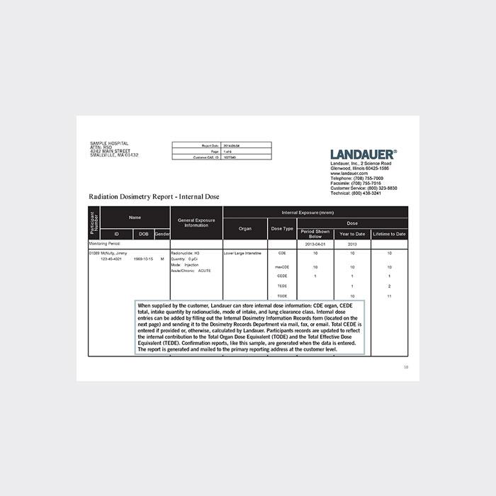 radiation dosimetry badge report internal dose for organ dose cede quality and mode of intake and lung clearance class