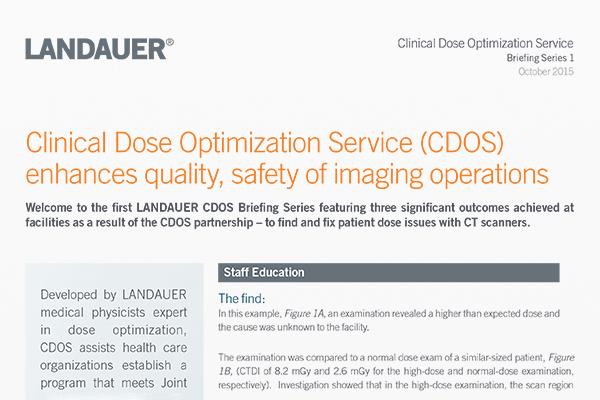 clinical dose optimization service briefing 1 details outcomes of cdos partnership addressing ct scanner patient dose issues
