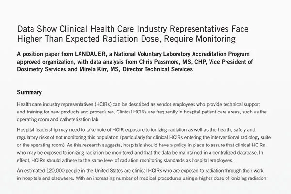 health care industry representatives and radiation dose position paper